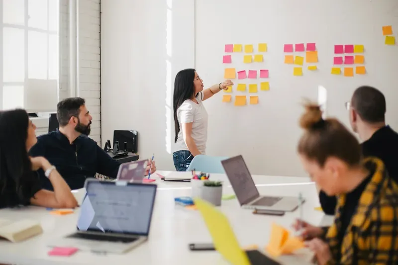 A strategic planning session with charts and notes